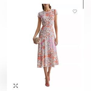 Reiss Luna Meadow Print Cap Sleeve Dress